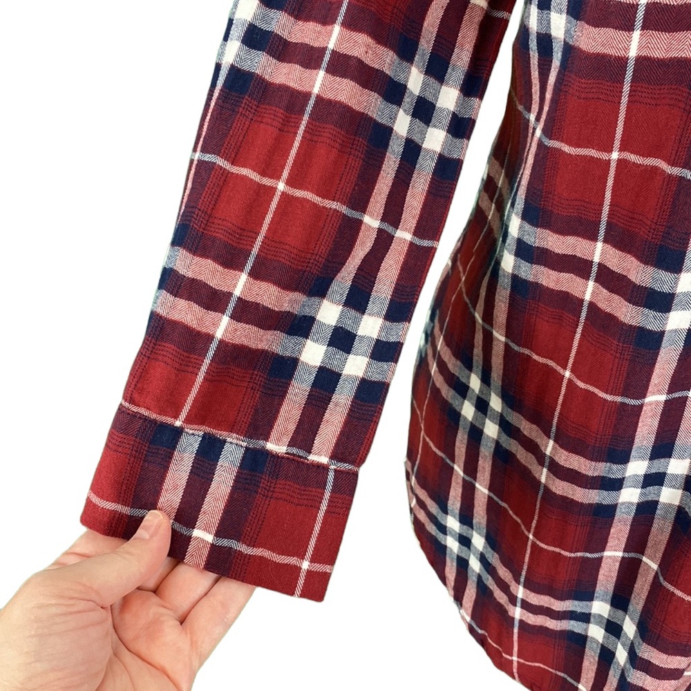 Windsor Burgundy Plaid Lace Up Tunic - Picture 4 of 13